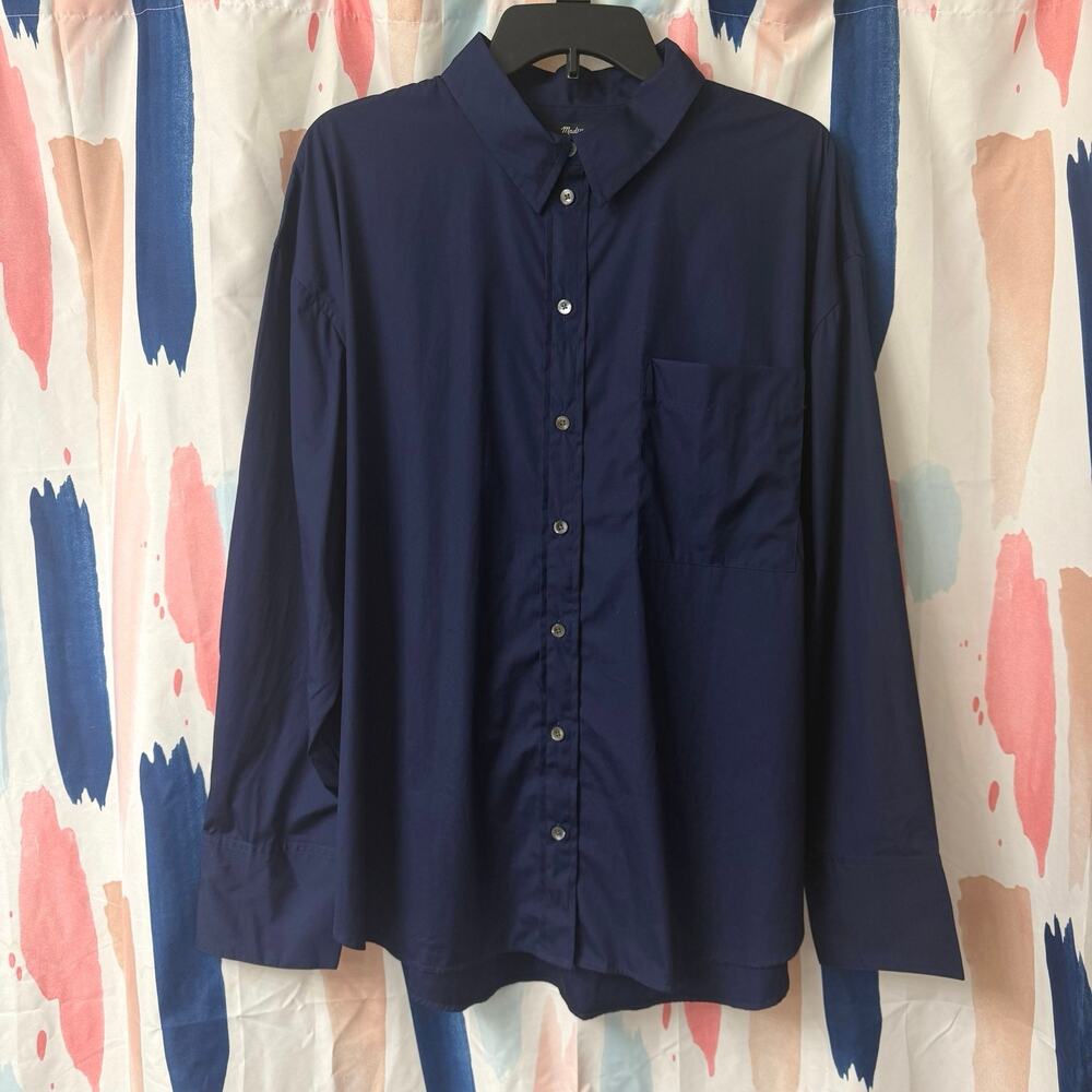 Madewell Relaxed Button-Up Shirt in Deep Cobalt Blue Size XXL - Picture 6 of 14